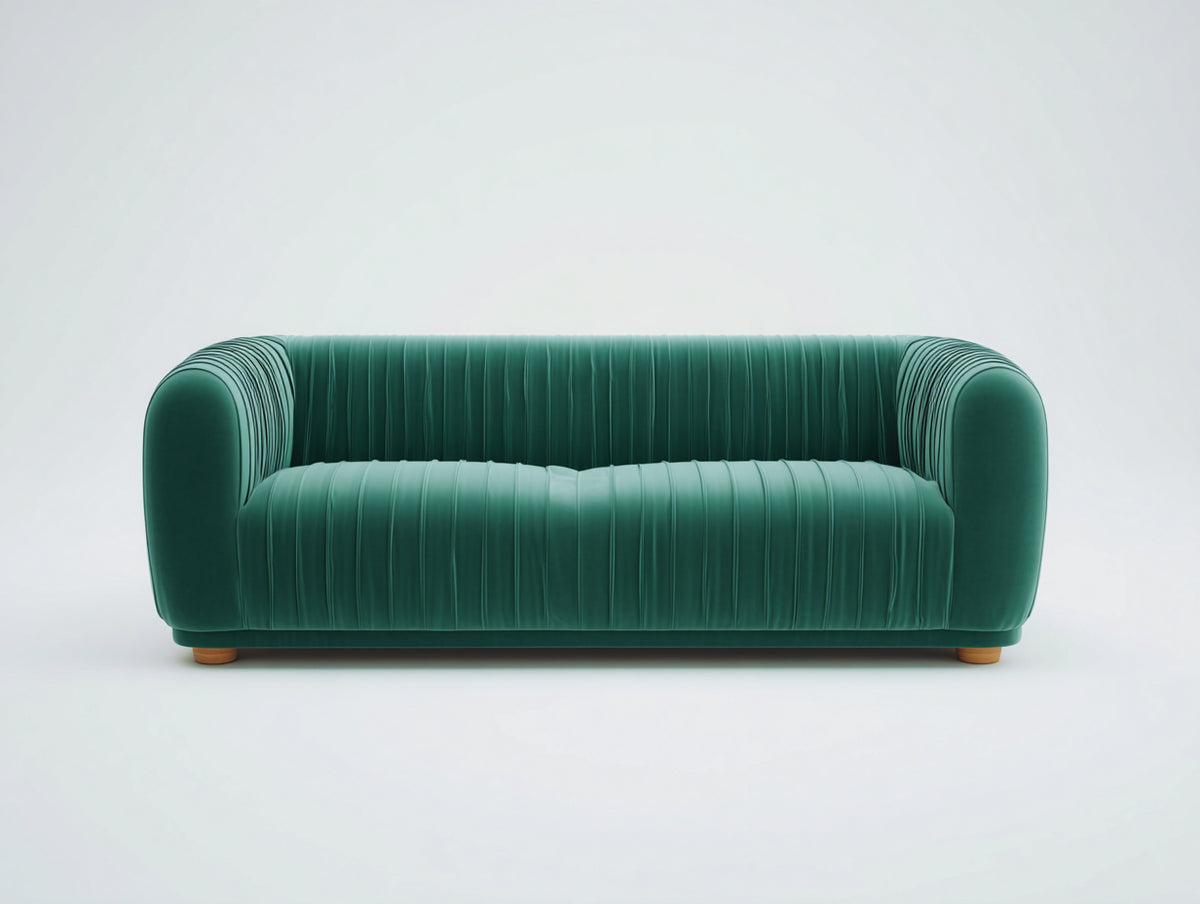Divani a 3 posti - Velluto-Legno - 220 x 95 x 78 cm - Verde petrolio - Stile contemporaneo