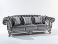 Divani a 3 posti - Velluto-Legno - 235 x 100 x 98 cm - Grigio-Argento - Stile barocco