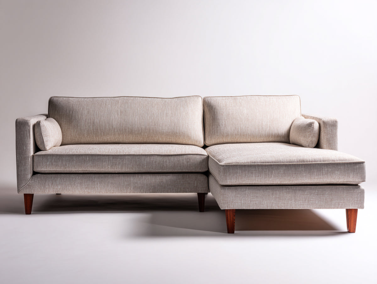 Divano angolare-Tessuto-300x165x82 cm-Beige-Design moderno