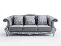 Divani a 3 posti - Velluto-Legno - 230 x 98 x 96 cm - Grigio-Argento - Stile barocco