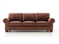 Divani a 3 posti - Pelle-Legno - 217 x 95 x 90 cm - Marrone - Stile classico