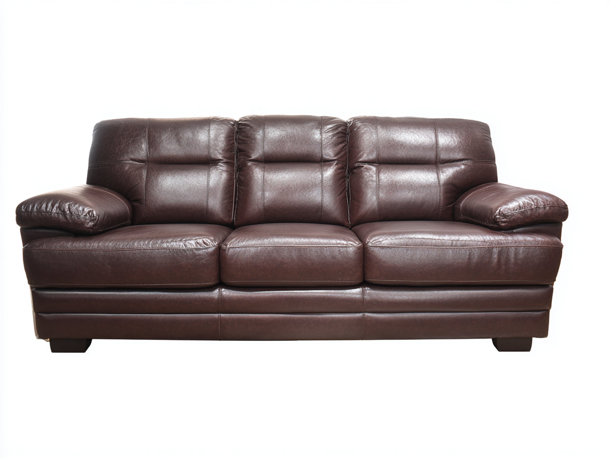 Divani a 3 posti - Pelle - 214 x 98 x 91 cm - Marrone - Stile contemporaneo