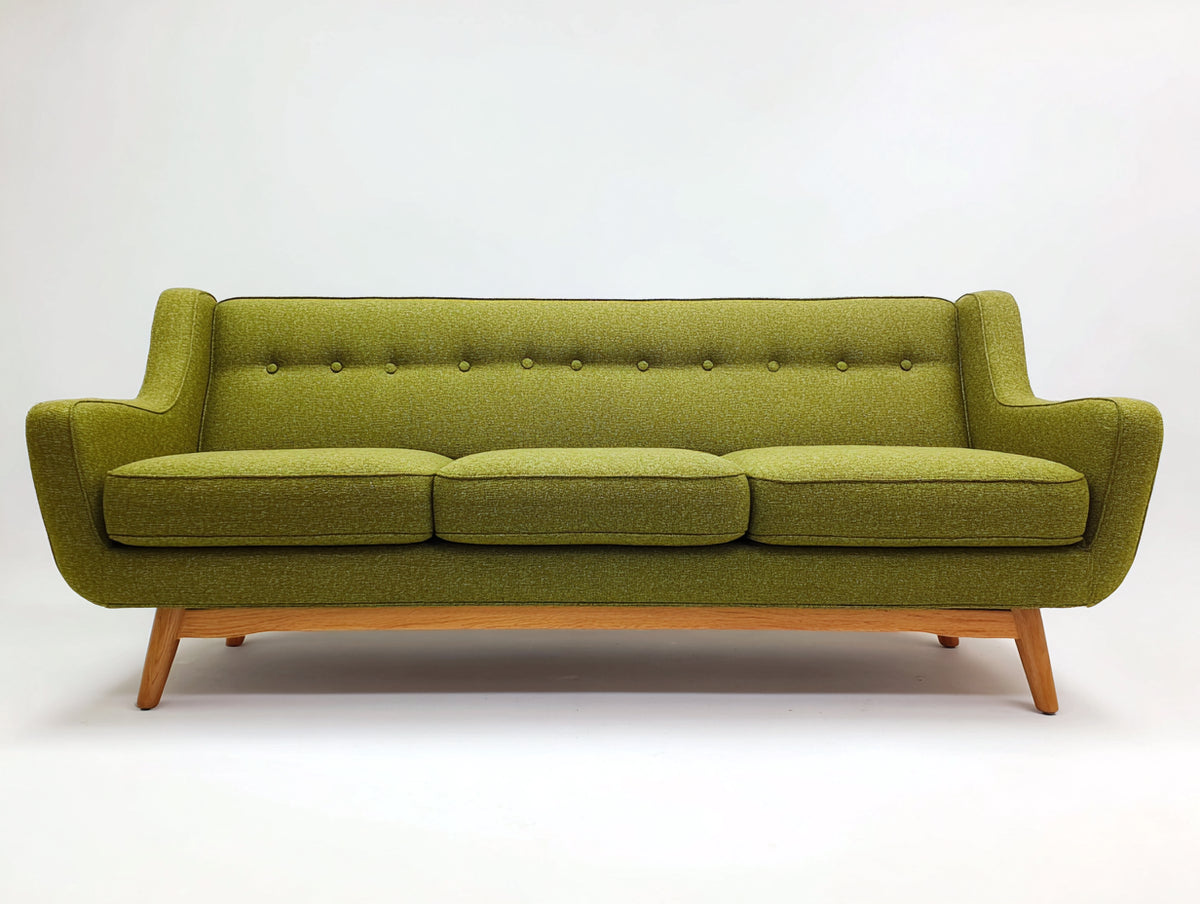 Divani a 3 posti - Tessuto-Legno - 216 x 92 x 88 cm - Verde oliva - Stile rétro moderno