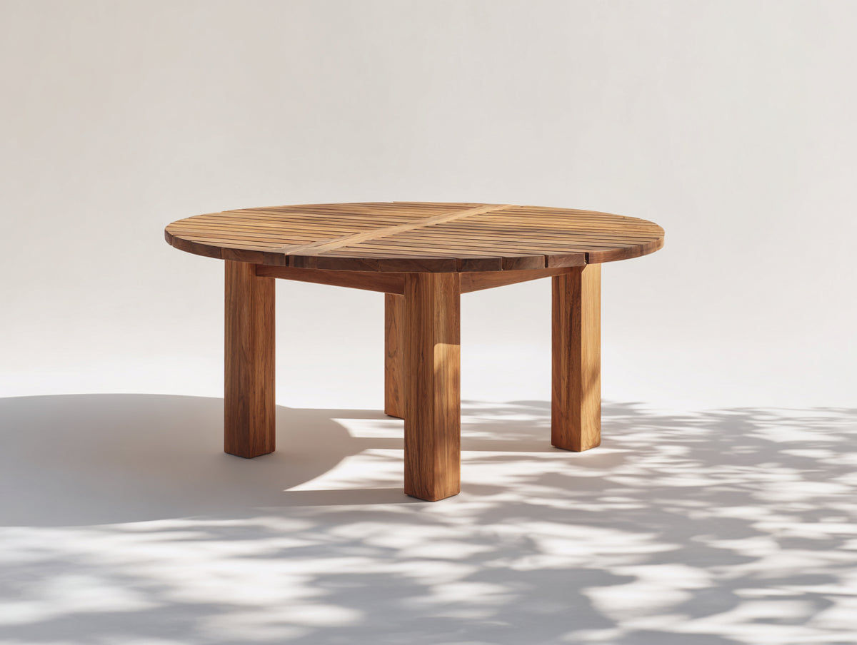 Tavolo da giardino - Teak - 130x130x75 cm - Marrone naturale - Stile naturale
