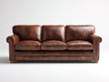Divani a 3 posti - Pelle - 218 x 95 x 90 cm - Marrone - Stile classico