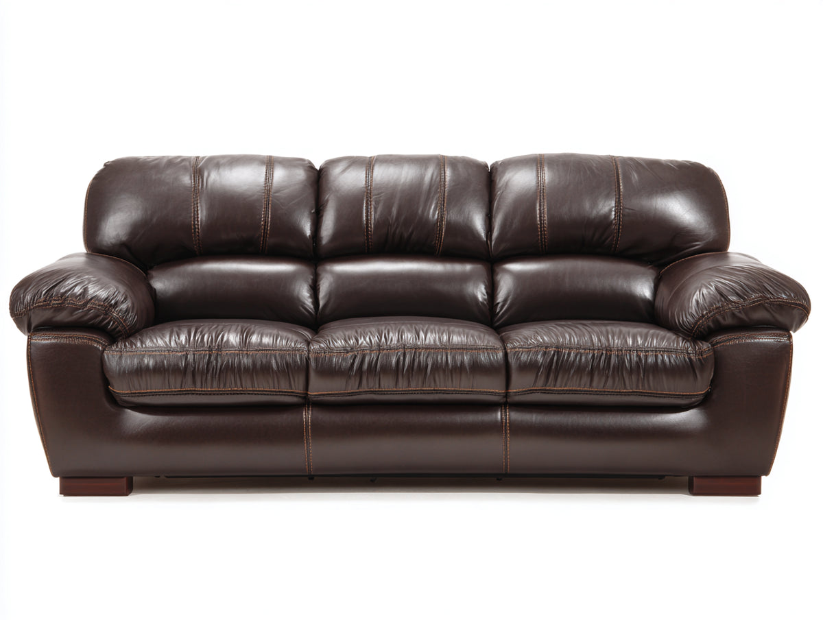 Divani a 3 posti - Pelle - 220 x 100 x 92 cm - Marrone scuro - Stile contemporaneo