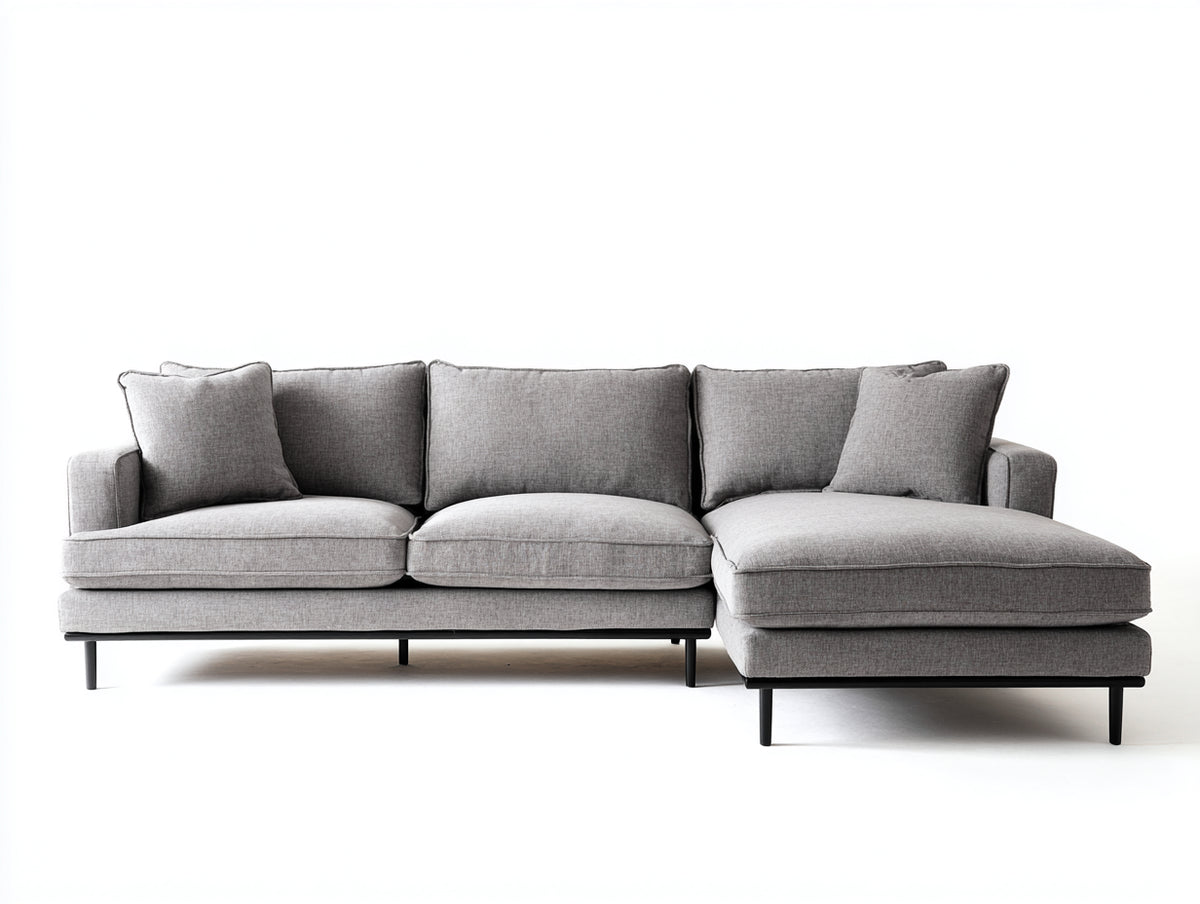 Divano angolare-Tessuto-310x165x82 cm-Grigio chiaro-Design moderno
