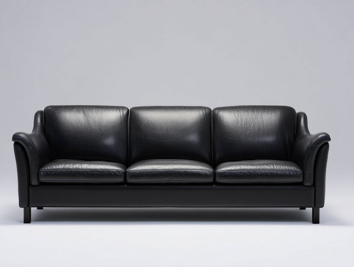 Divani a 3 posti - Pelle - 216 x 92 x 86 cm - Nero - Stile contemporaneo