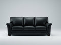 Divani a 3 posti - Pelle-Legno - 212 x 94 x 88 cm - Nero - Stile contemporaneo