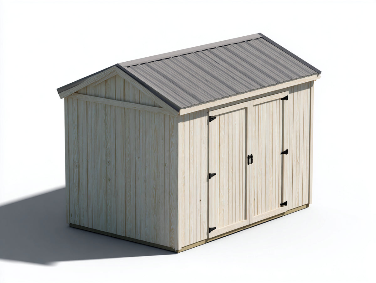Casetta da giardino-Legno-Metallo-230x150x210 cm-Legno naturale-Grigio-Nero-Stile tradizionale