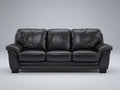 Divani a 3 posti - Pelle-Legno - 218 x 96 x 90 cm - Nero - Stile contemporaneo